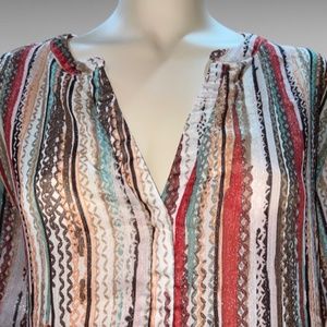 Avenue Women's Sheer Striped Blouse Size 30/32